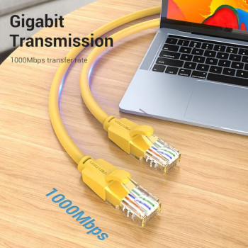 Vention Cat.6 UTP Patch Cable IBE series copper-clad Aluminum 1000Mpbs 250MHz Aluminum Foil PVC Jacket (1 M, Cat.6 UTP, Yellow)