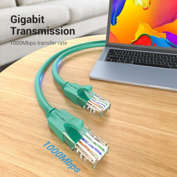 Vention Cat.6 UTP Patch Cable IBE series copper-clad Aluminum 1000Mpbs 250MHz Aluminum Foil PVC Jacket (2 M, Cat.6 UTP, Green)