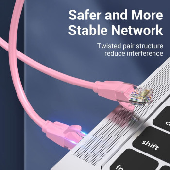 Vention Cat.6 UTP Patch Cable IBE series copper-clad Aluminum 1000Mpbs 250MHz Aluminum Foil PVC Jacket (2 M, Cat.6 UTP, Pink)
