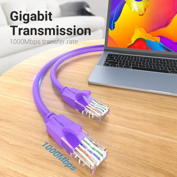Vention Cat.6 UTP Patch Cable IBE series copper-clad Aluminum 1000Mpbs 250MHz Aluminum Foil PVC Jacket (2 M, Cat.6 UTP, Purple)