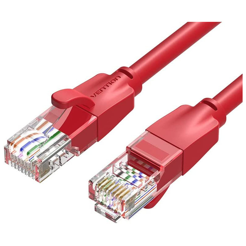 Vention Cat.6 UTP Patch Cable IBE series copper-clad Aluminum 1000Mpbs 250MHz Aluminum Foil PVC Jacket (2 M, Cat.6 UTP, Red)