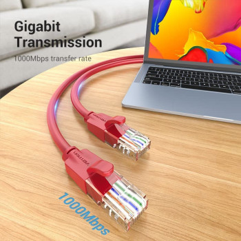 Vention Cat.6 UTP Patch Cable IBE series copper-clad Aluminum 1000Mpbs 250MHz Aluminum Foil PVC Jacket (2 M, Cat.6 UTP, Red)