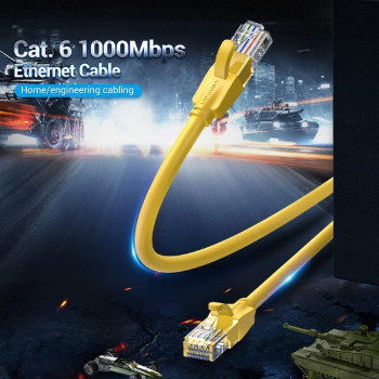 Vention Cat.6 UTP Patch Cable IBE series copper-clad Aluminum 1000Mpbs 250MHz Aluminum Foil PVC Jacket (2 M, Cat.6 UTP, Yellow)