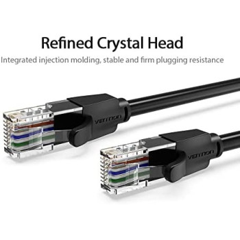 Vention Cat.6 UTP Patch Cable IBE series copper-clad Aluminum 1000Mpbs 250MHz Aluminum Foil PVC Jacket (35 M, Cat.6 UTP, Black)