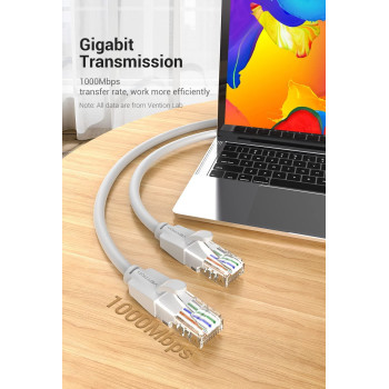 Vention Cat.6 UTP Patch Cable IBE series copper-clad Aluminum 1000Mpbs 250MHz Aluminum Foil PVC Jacket 0.5M Gray