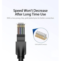 Vention Cat.6 UTP Patch Cable IBE series copper-clad Aluminum 1000Mpbs 250MHz Aluminum Foil PVC Jacket 15M Black