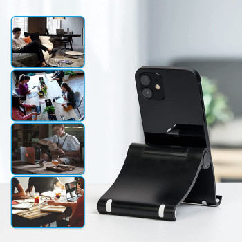 Vention Cell Phone / tablets Stand, Phone Holder for Desk Compatible with iPhone 12 Pro Max 11 SE 8 Plus 7 6 XS XR, Samsung Galaxy S20 Note20 S8 S9 S10 (Black)