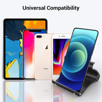 Vention Cell Phone / tablets Stand, Phone Holder for Desk Compatible with iPhone 12 Pro Max 11 SE 8 Plus 7 6 XS XR, Samsung Galaxy S20 Note20 S8 S9 S10 (Black)