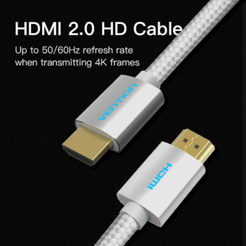 VENTION 4K HDMI Cable, Ultra High Speed Male to Male HDMI 2.0 Cable 18Gbps 4K,60Hz 3D, Video Return UHD 3860p, HD 1080p, Ethernet Compatible for Apple TV, Xbox (Cotton Braided HDMI Cable)