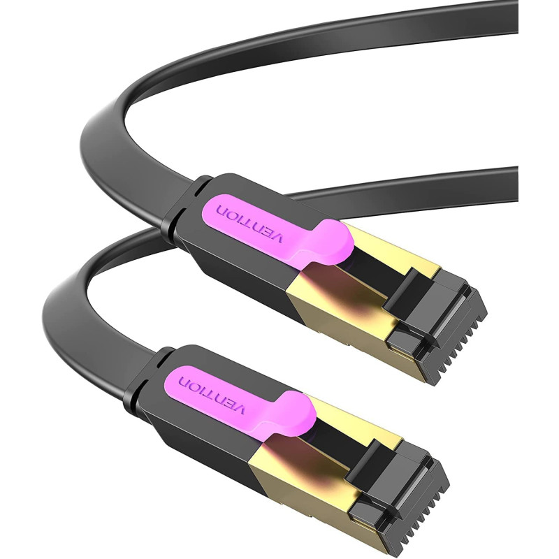 VENTION CAT 7 RJ45 Ethernet Flat Cable, High-Speed Patch Cord 10Gbps ,600MHz/s STP, Compatible for Switch, Router, Modem, Patch Panel, Access Point, Patch Fields (Flat Patch Cable)