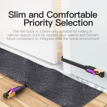 VENTION CAT 7 RJ45 Ethernet Flat Cable, High-Speed Patch Cord 10Gbps ,600MHz/s STP, Compatible for Switch, Router, Modem, Patch Panel, Access Point, Patch Fields (Flat Patch Cable)