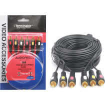 Terminator Gold Plated Component Video Cable Rca Plugs For Tv, Dvd, Vcr 5 Meter Tcv-3305G