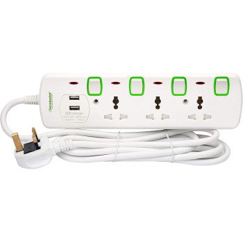 Terminator Power Extension 3 Socket 2 USB Charging Ports with 3 Meter Cable -TPB 853U