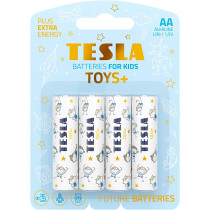 Tesla AA Battery For Kids Boys Toys+ Alkaline - Plus Extra Energy Blister Foil LR6/1.5V Pack of 4