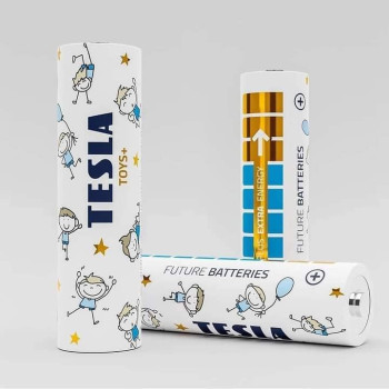 Tesla AA Battery For Kids Boys Toys+ Alkaline - Plus Extra Energy Blister Foil LR6/1.5V Pack of 4