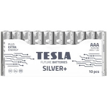 Tesla AAA Battery Silver+ Alkaline - Plus Extra Energy Shrink Foil LR03/1.5V Pack of 10