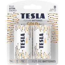 Tesla D Battery Gold+ Alkaline - Plus Extra Energy Batteries Blister Foil LR20/1.5V Pack of 2