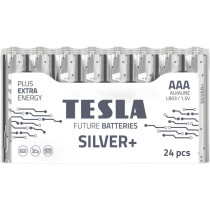 Tesla AAA Battery Silver+ Alkaline - Plus Extra Energy Batteries Shrink Foil LR03/1.5V Pack of 24
