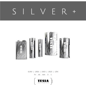 Tesla AA Battery Silver+ Alkaline - Plus Extra Energy Blister Foil LR6/1.5V Pack of 4