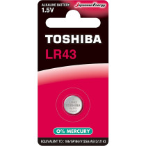 Toshiba LR43 Alkaline 1.5V Battery LR43 BP-1C Equivalent to: 186, GP186, V12GA, AG12, L1142