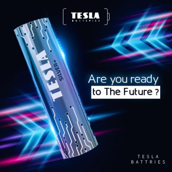 Tesla AA Battery Silver+ Alkaline - Plus Extra Energy Shrink Foil LR6/1.5V Pack of 10