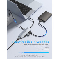 Vention USB C Hub Multiport Adapter Dock, Vention 7 in 1 Type C Dongle to 4K HDMI 3 USB 3.0 Port 100W PD SD/TF Card Readers for Laptop MacBook Air iPad Pro XPS Thunderbolt Hub Multiport Adapter