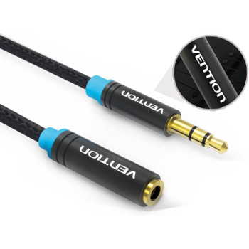 Vention 3.5mm AUX Cord, AUX Cable for Headphones, Phone, Car Stereo, iPhone, iPad, HTC, LG (16FT/5M, 3.5 mm Extension, Black)