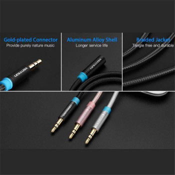 Vention 3.5mm AUX Cord, AUX Cable for Headphones, Phone, Car Stereo, iPhone, iPad, HTC, LG (16FT/5M, 3.5 mm Extension, Black)