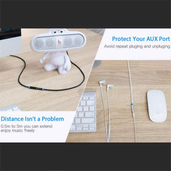 Vention 3.5mm AUX Cord, AUX Cable for Headphones, Phone, Car Stereo, iPhone, iPad, HTC, LG (16FT/5M, 3.5 mm Extension, Black)