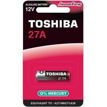 Toshiba 27A type Alkaline Battery 12 V (0 Percent Mercury) - Equivalent to A27 / MN27 / L828