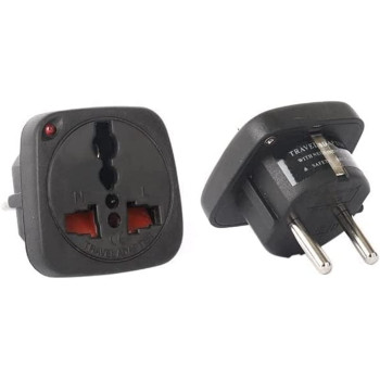 Terminator Multi Travel Adaptor Suchko To Universal Power Adapter UK/US/AU to EU Converter With Shutter & Indicator (TL15)