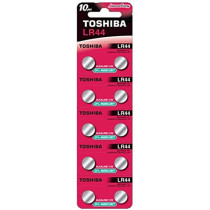 Toshiba LR44 AG13 1.5V Alkaline battery (0% Mercury) Equivalent to: A76, GPA76, V13GA, AG13, L1154 Pack of 10 Batteries