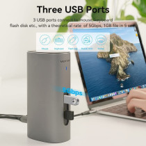 Vention 12 In 1 Vertical Hub Docking Station Pd 100W Type-C To 4K Hdmi, Vga, Usb 3.1 Gen 2, Usb3.0X2, Rj45 Sd/Tf, Trrs 3.5Mm Pd/Dc Adapter, Aluminum Alloy Type (12 In 1 - Tpjh0-Uk)