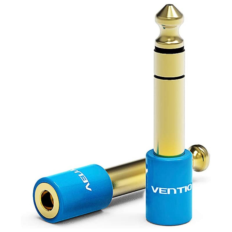 Vention 6.35mm Male to 3.5mm Female Stereo Adapter (2Pack) 1/4 inch Plug Male to 1/8 inch Stereo Jack Female Aux Converter Adapter for Headphone Headset Microphone Amplifier Mixer