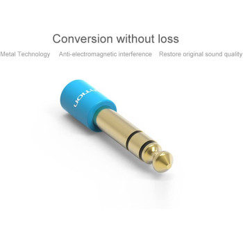 Vention 6.35mm Male to 3.5mm Female Stereo Adapter (2Pack) 1/4 inch Plug Male to 1/8 inch Stereo Jack Female Aux Converter Adapter for Headphone Headset Microphone Amplifier Mixer