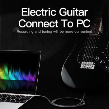 Vention 3.5mm Male to 6.35mm Male Nylon Braided TRS Stereo Audio Cable 1/8" to 1/4" Suitable for iPhone, Amplifier, Laptop, Home Theater, Guitar