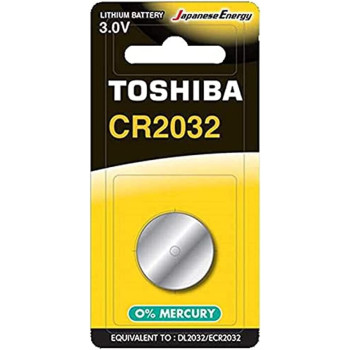 Toshiba CR2032 Lithium Coin Cell Battery 3.0V (0% Mercury) - Equivalent to: DL2032 / ECR2032