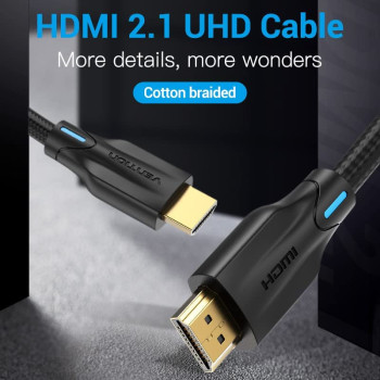 VENTION 8K HDMI Cable, HDMI 2.1 Cable, Ultra High Speed 48Gbps 8K,60Hz 7680P Dolby Vision, Enjoy The HD Vision of The Game, Compatible with PS5,PS4,PS3 (8K HDMI Cotton Braided)