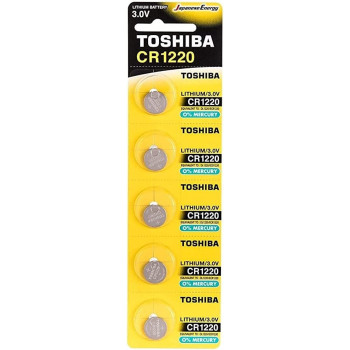 Toshiba CR1220 3V Lithium Coin Cell Battery Pack of 5 batteries