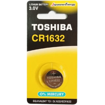Toshiba CR1632 Lithium Coin Cell Battery 3.0V (0% Mercury) Equivalent to: DL1632, EC1632