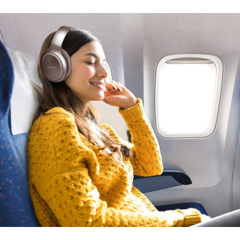 Toshiba Noise Cancelling Bluetooth Headphones | Wireless Over Ear Headphones | Bluetooth Headset with Microphone | 20 Hours of Talk & Music Time | 33 FT Operating Range | RZE-BT1200H(PN)