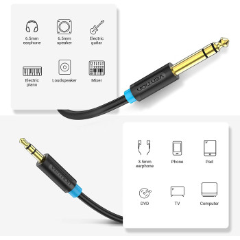 VENTION 6.35mm to 3.5mm Stereo Jack Cable, 6.35mm 1/4 inch to 3.5mm 1/8 inch Audio Stereo Cable Male to Male for iPod, Laptop,Home Theater Devices, and Mixer Amplifiers