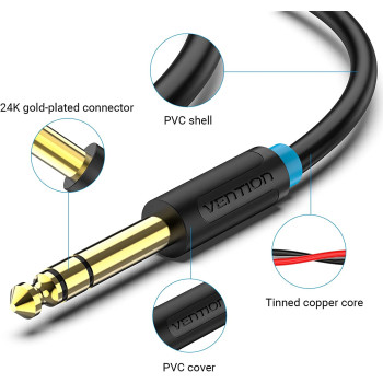 VENTION 6.35mm to 3.5mm Stereo Jack Cable, 6.35mm 1/4 inch to 3.5mm 1/8 inch Audio Stereo Cable Male to Male for iPod, Laptop,Home Theater Devices, and Mixer Amplifiers