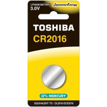 Toshiba CR2016 Lithium Coin Cell Battery 3.0V (0% Mercury) Equivalent to: BR2016, DL2016, ECR2016