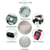 Toshiba CR2016 Lithium Coin Cell Battery 3.0V (0% Mercury) Equivalent to: BR2016, DL2016, ECR2016