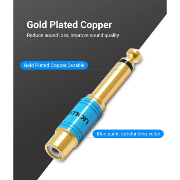 Vention 6.35mm to RCA Female Jack Adapter Stereo Audio 2 Packs for The Microphone, Guitar, Speaker, Amplifier, Mixer, Sound Amplifier, Mixer