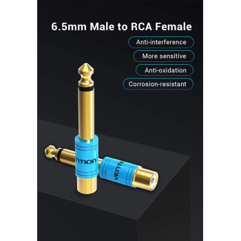 Vention 6.35mm to RCA Female Jack Adapter Stereo Audio 2 Packs for The Microphone, Guitar, Speaker, Amplifier, Mixer, Sound Amplifier, Mixer