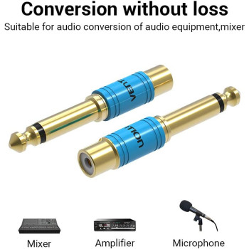 Vention 6.35mm to RCA Female Jack Adapter Stereo Audio 2 Packs for The Microphone, Guitar, Speaker, Amplifier, Mixer, Sound Amplifier, Mixer
