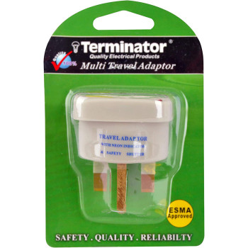 Terminator Multi Traveler Adapter With Shutter & Indicator (UK to Universal)