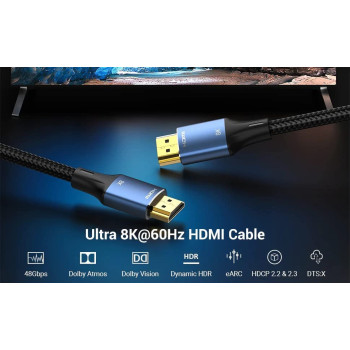 VENTION 8K HDMI Cable, HDMI 2.1 Cable, Ultra High Speed 48Gbps 8K,60Hz 7680P Dolby Vision, Enjoy The HD Vision of The Game, Compatible with PS5,PS4,PS3 (8K Blue)